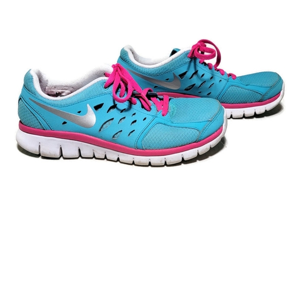 Nike Running Shoes Aqua, Pink Girls Youth Size 7Y - Picture 2 of 13